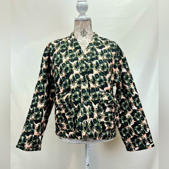 RACHEL COMEY for TARGET  Black and coral quilted crop jacket size L - Picture 2 of 13